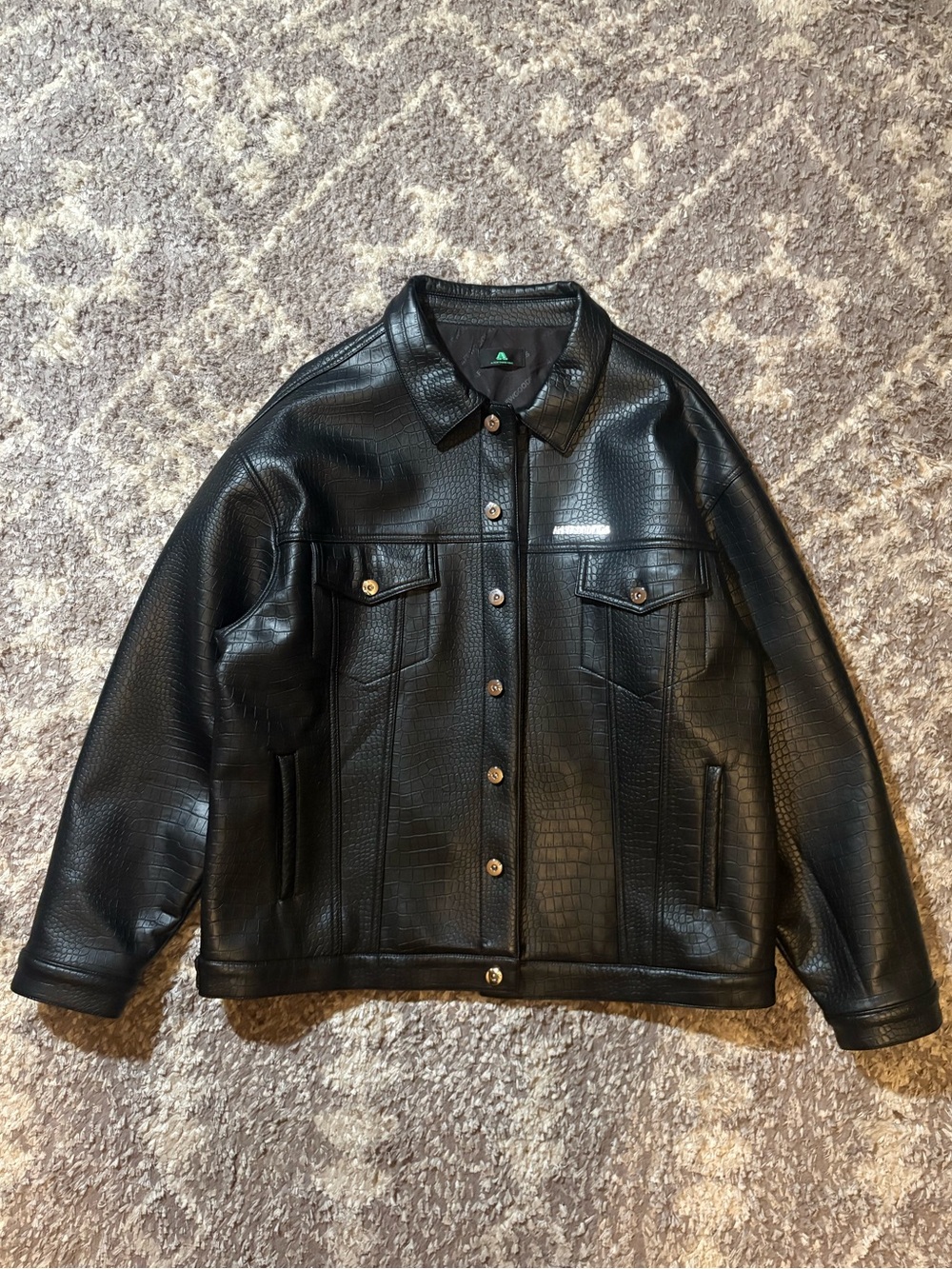 Crocodile Print Leather Jacket